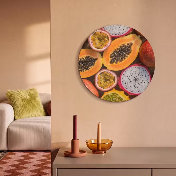 Akoestisch schilderij rond - Fruit - Geopend - Tropisch - Eten - Kleurrijk — 2