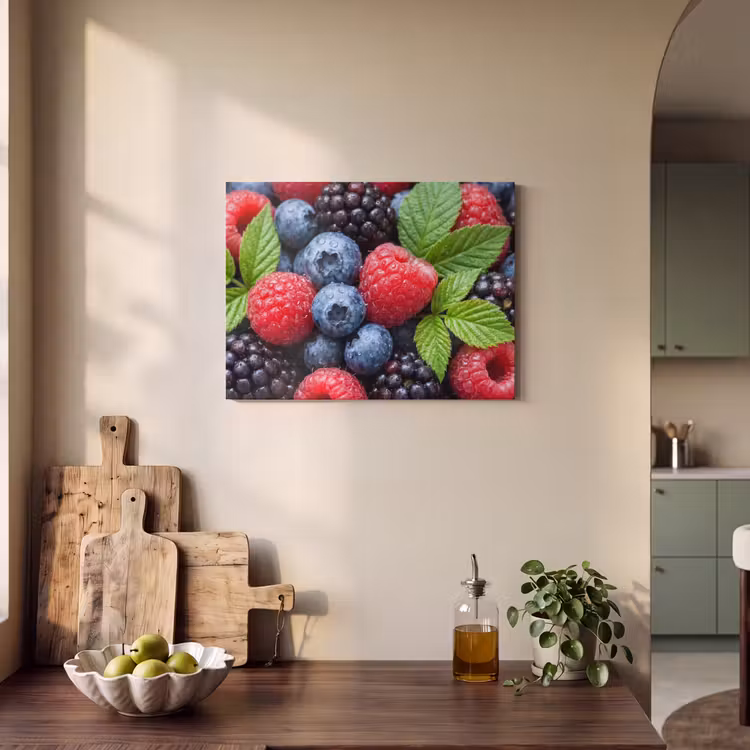 Akoestisch schilderij - Bessen - Vers - Waterdruppels - Kleurrijk - Eten — 4