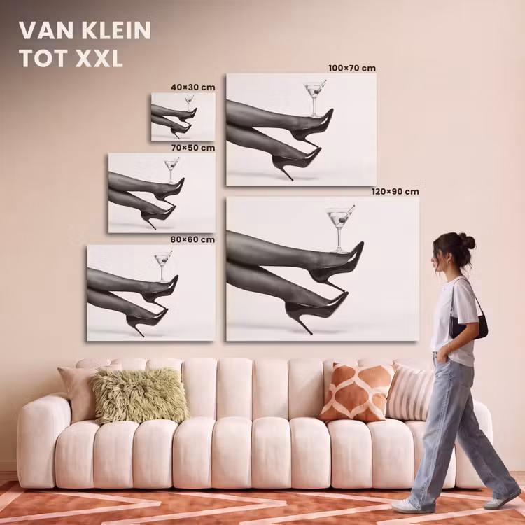 Akoestisch schilderij - Benen - Hakken - Glas - Zwart - Wit - Speels — 7