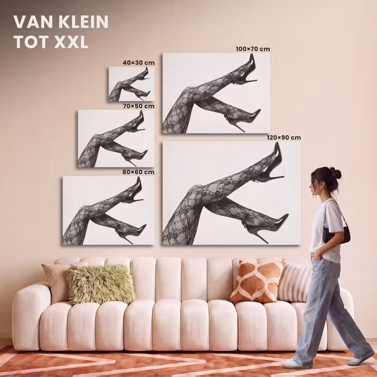 Akoestisch schilderij - Benen - Kant - Hakken - Zwart - Wit - Uitdagend — 7