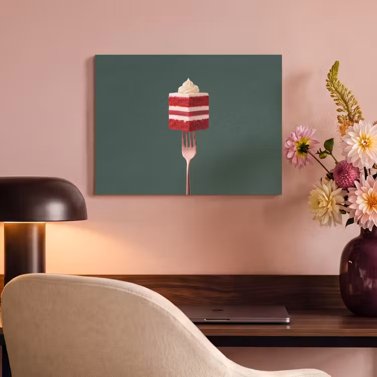Akoestisch schilderij - Cake - Vork - Rood — 6