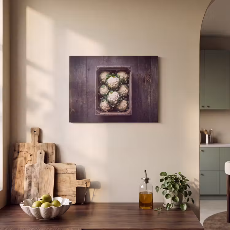 Akoestisch schilderij - Bloemkool - Houten kist — 4
