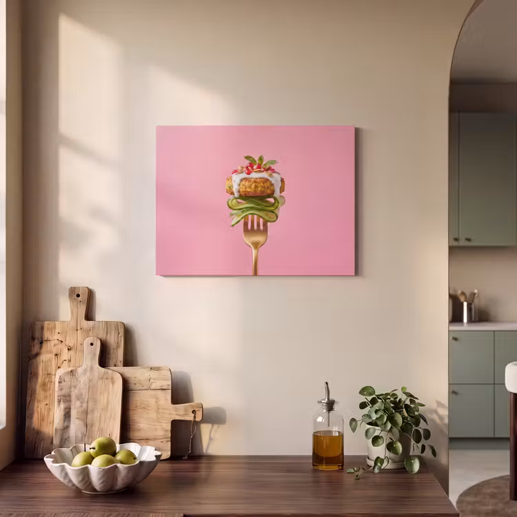 Akoestisch schilderij - Eten - Vork - Roze — 4