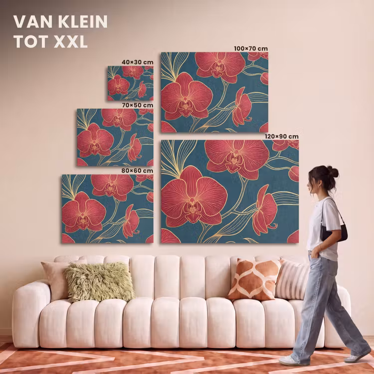 Akoestisch schilderij - Bloemen - Rood - Goud — 7