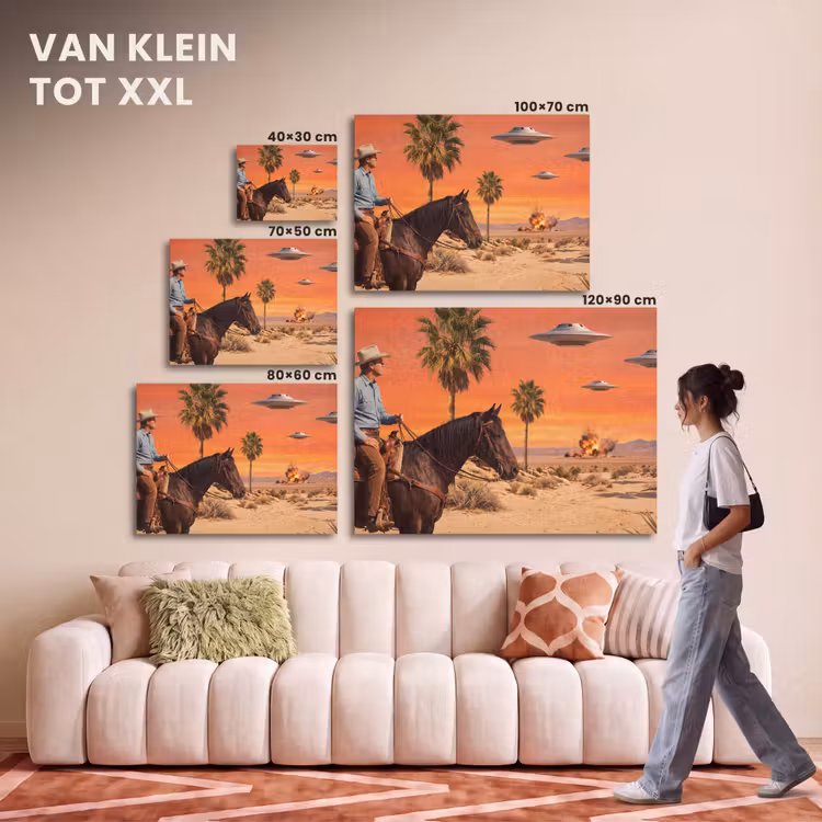 Akoestisch schilderij - Cowboy - Paard - Woestijn — 7