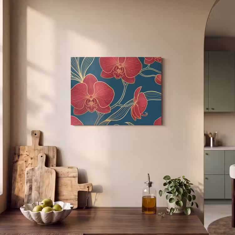 Akoestisch schilderij - Bloemen - Rood - Goud — 4
