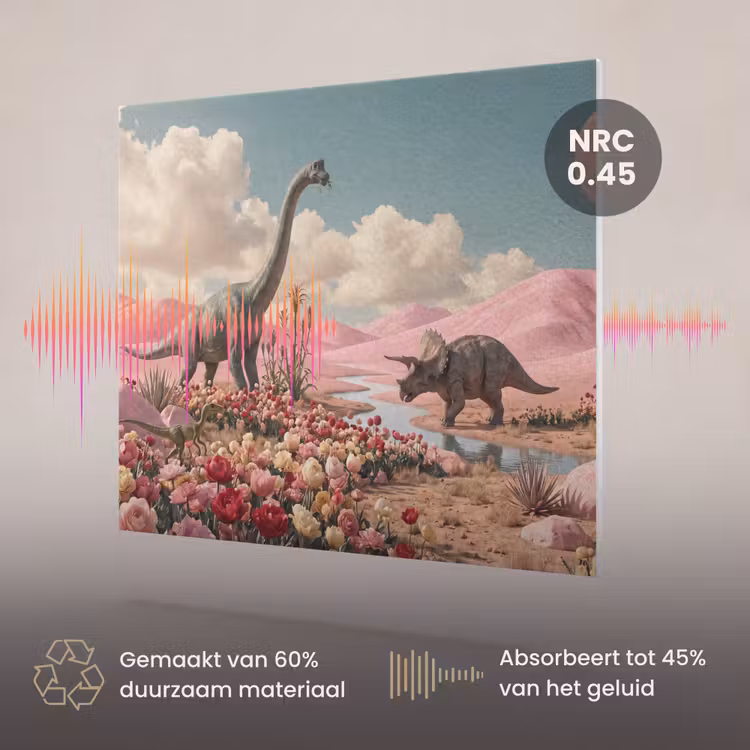 Akoestisch schilderij - Dinosaurus - Roze - Landschap — 3