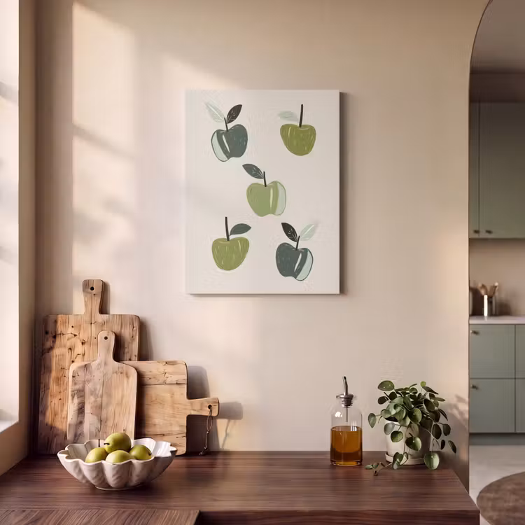 Akoestisch schilderij - Appels - Groen - Illustratie - Bladeren — 4