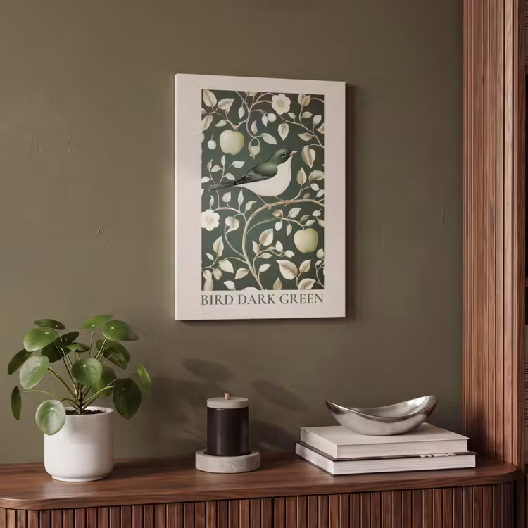 Akoestisch schilderij - Groen - Vogel - Bloemen — 6
