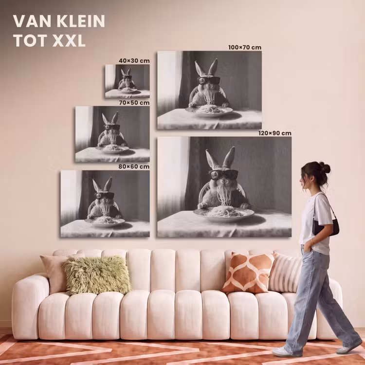 Akoestisch schilderij - Konijn - Bunny - Zonnebril - Tafelkleed - Pasta - Schattig — 7