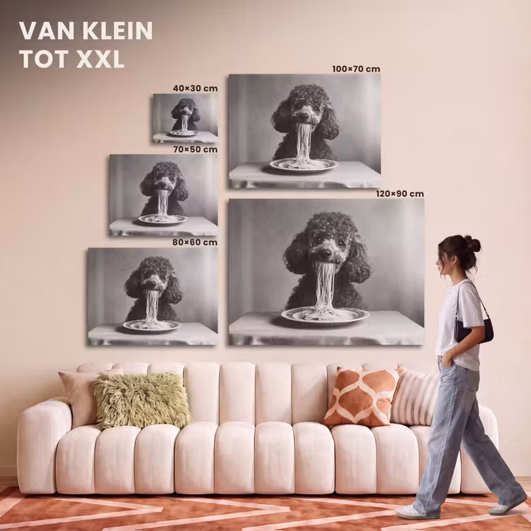 Akoestisch schilderij - Poedel - Hond - Zwart - Wit - Schattig - Pasta — 7