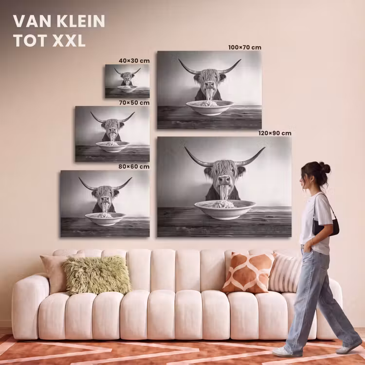 Akoestisch schilderij - Schotse Hooglander - Spaghetti - Dieren - Zwart wit — 7