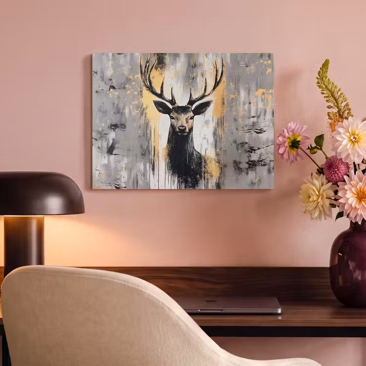 Akoestisch schilderij - Abstract - Hert - Gewei - Goud — 6