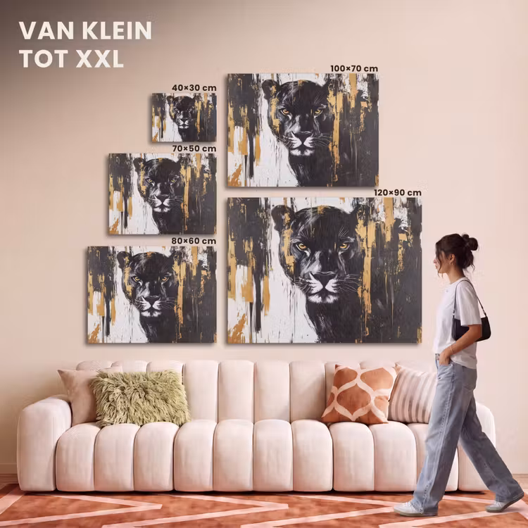 Akoestisch schilderij - Panter - Zwart - Abstract - Verfstreken — 7
