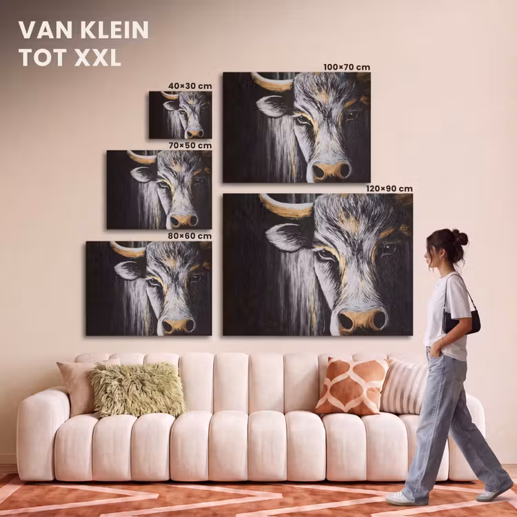 Akoestisch schilderij - Stier - Hoorns - Snuit - Goud — 7