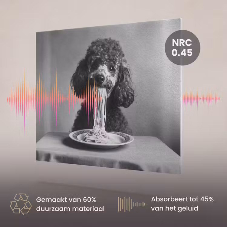 Akoestisch schilderij - Poedel - Hond - Zwart - Wit - Schattig - Pasta — 3