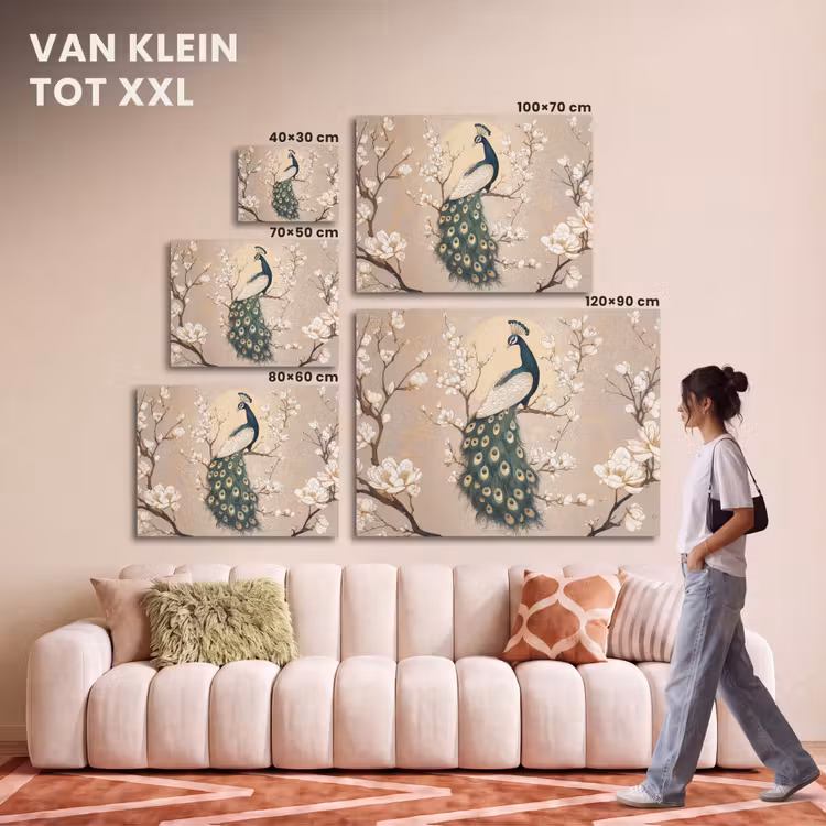 Akoestisch schilderij - Pauw - Tak - Bloemen — 7