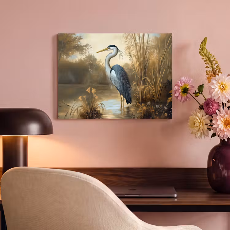 Akoestisch schilderij - Reiger - Water - Planten — 6