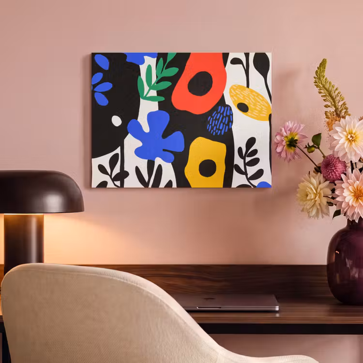 Akoestisch schilderij - Bloemen - Bladeren - Abstract - Zwart — 6