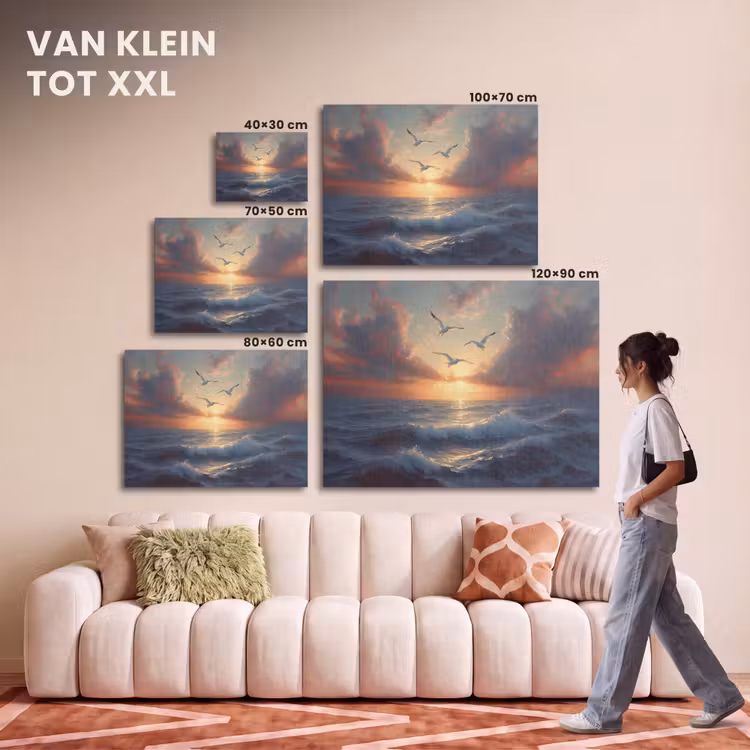 Akoestisch schilderij - Meeuwen - Zonsondergang - Zee - Wolken — 7