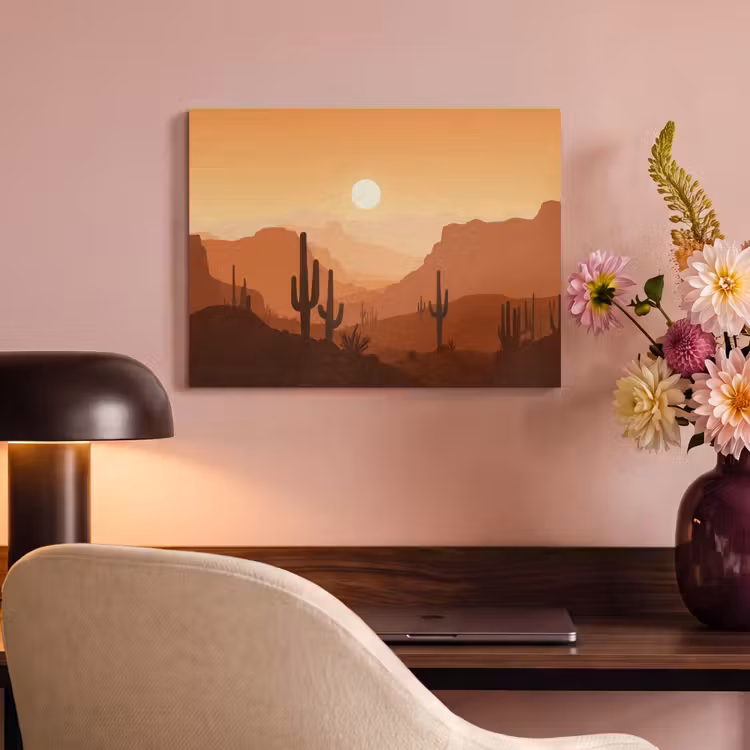 Akoestisch schilderij - Landschap - Woestijn - Cactussen - Zon — 6