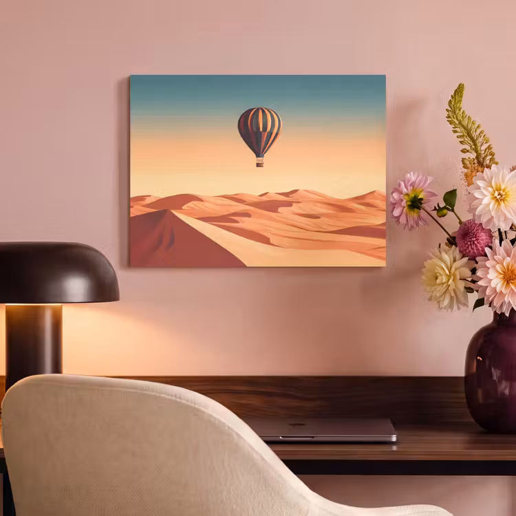 Akoestisch schilderij - Luchtballon - Woestijn - Zonsondergang - Blauw — 6