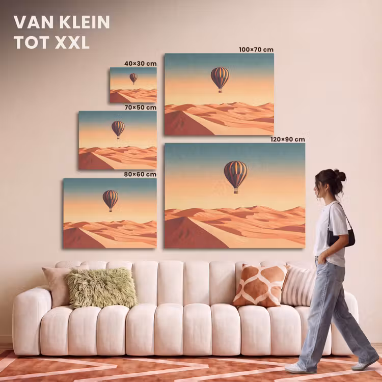 Akoestisch schilderij - Luchtballon - Woestijn - Zonsondergang - Blauw — 7
