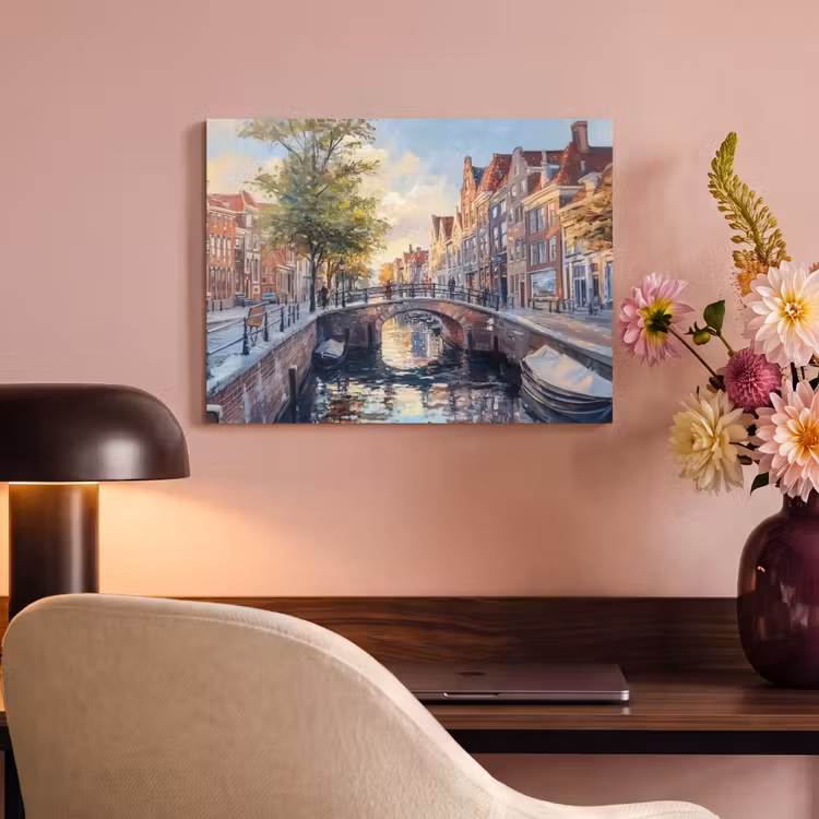 Akoestisch schilderij - Brug - Stad - Huizen - Boot — 6
