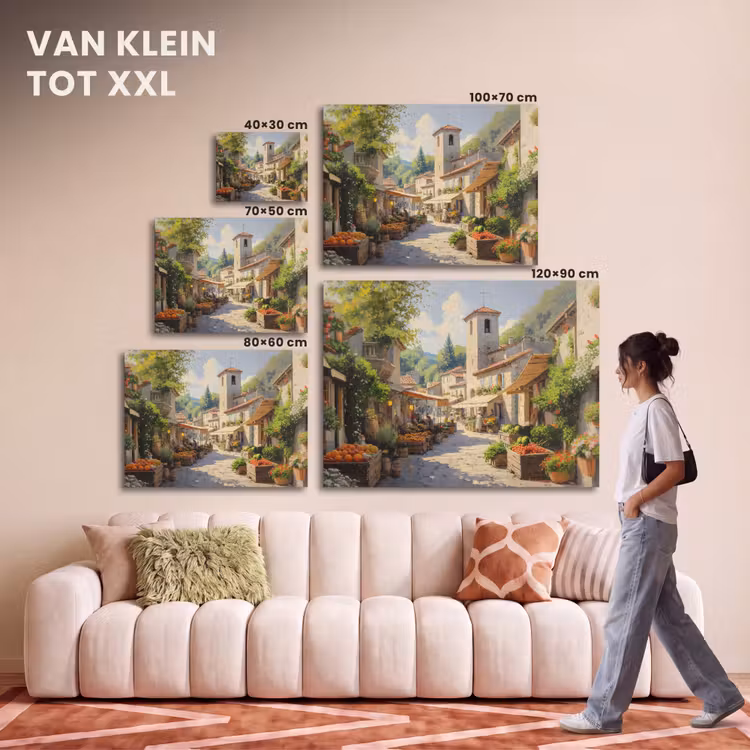 Akoestisch schilderij - Dorp - Zon - Kraampjes - Huizen — 7