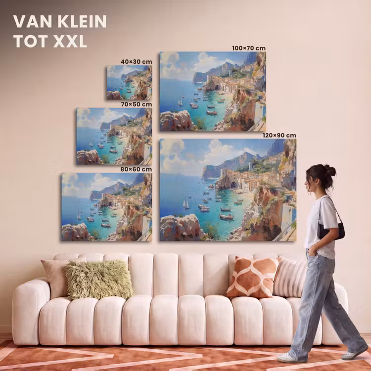 Akoestisch schilderij - Kustdorp - Schilderij - Rotsen - Boten — 7
