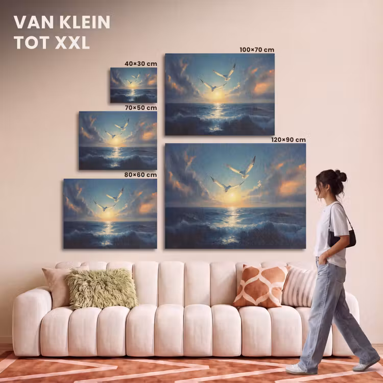 Akoestisch schilderij - Meeuwen - Zee - Wolken -Blauw — 7