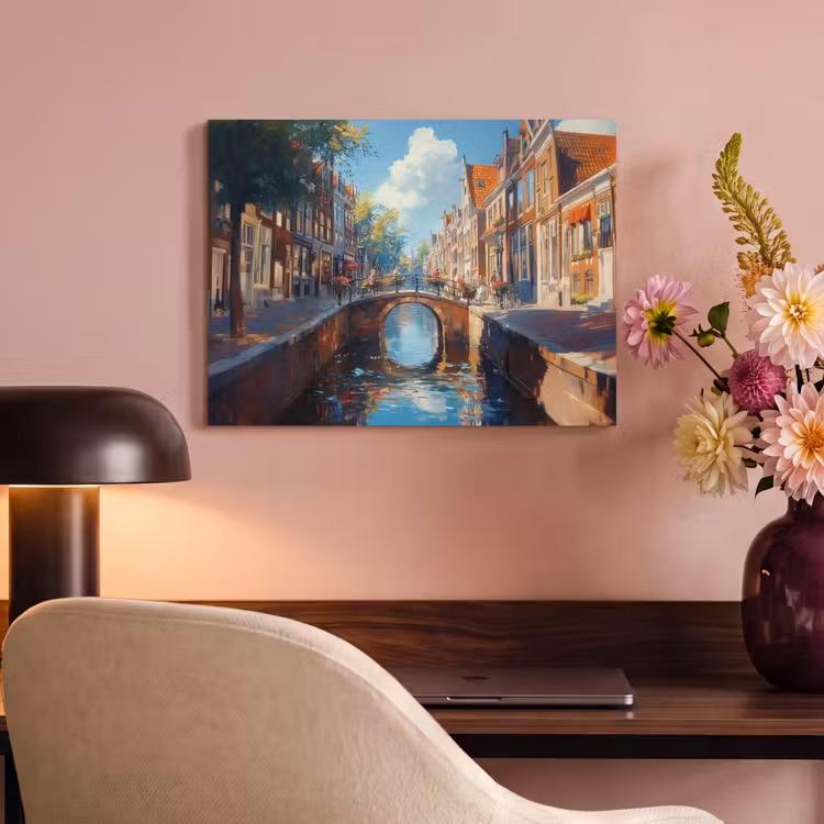 Akoestisch schilderij - Stad - Gracht - Zon - Fietsen — 6