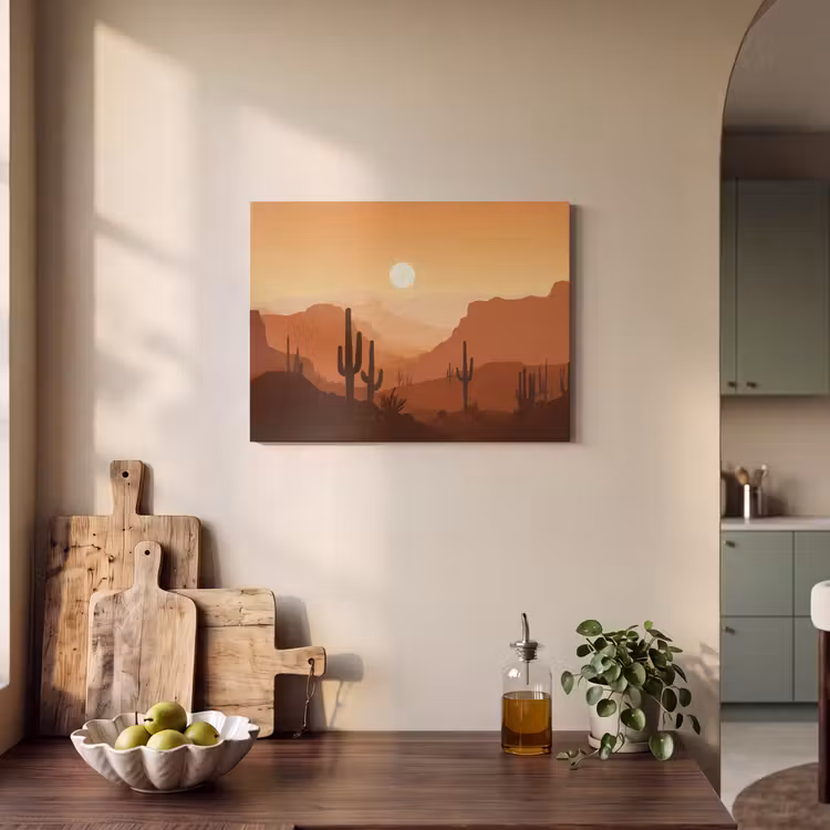 Akoestisch schilderij - Landschap - Woestijn - Cactussen - Zon — 4