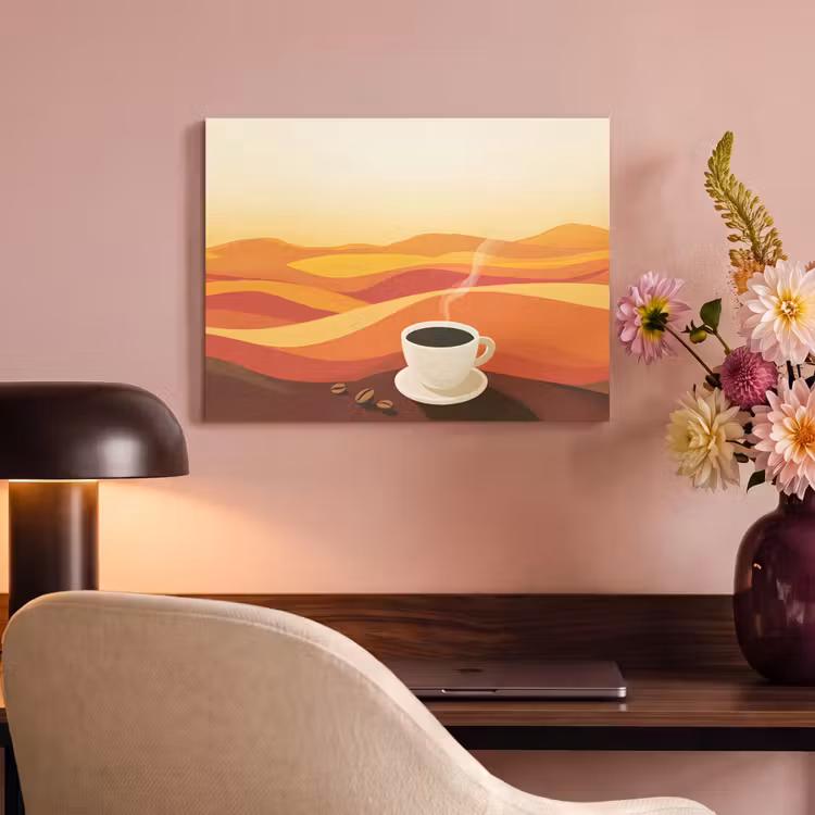 Akoestisch schilderij - Koffie - Landschap - Oranje - Koffiebonen — 6