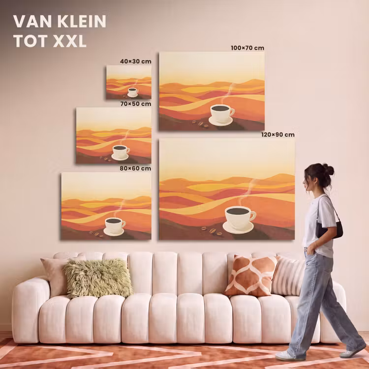 Akoestisch schilderij - Koffie - Landschap - Oranje - Koffiebonen — 7