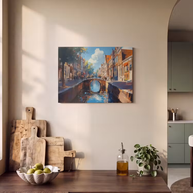 Akoestisch schilderij - Stad - Gracht - Zon - Fietsen — 4