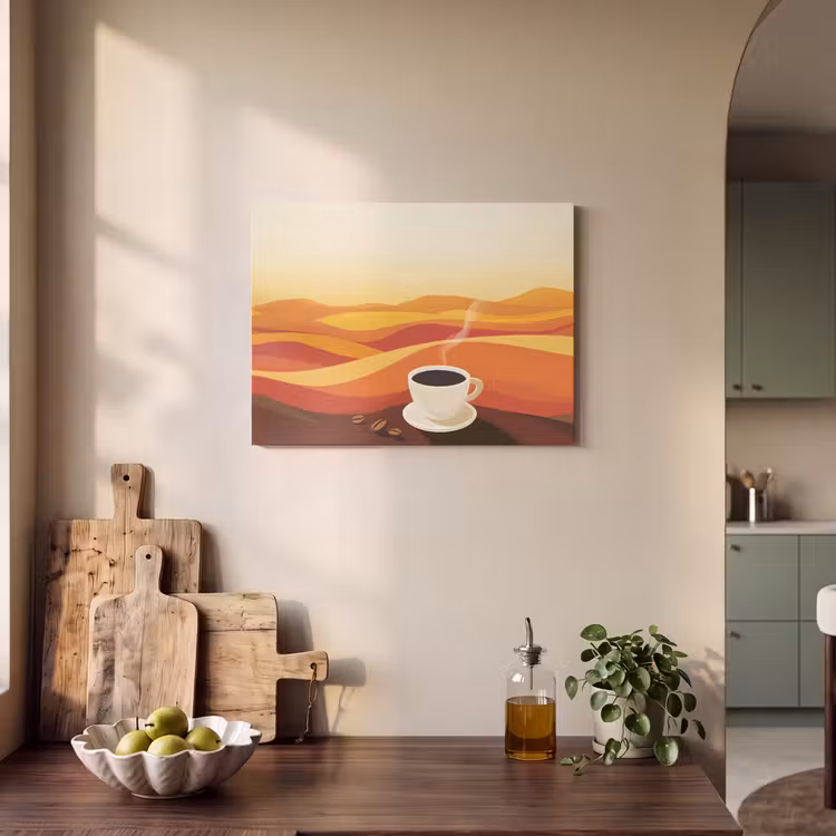 Akoestisch schilderij - Koffie - Landschap - Oranje - Koffiebonen — 4
