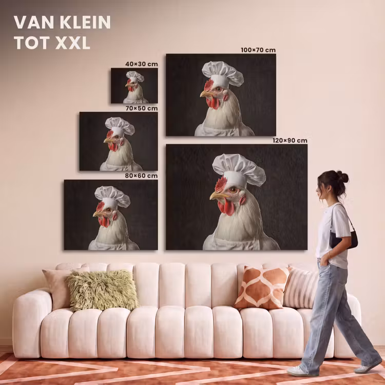 Akoestisch schilderij - Kok - Rood - Kip — 7