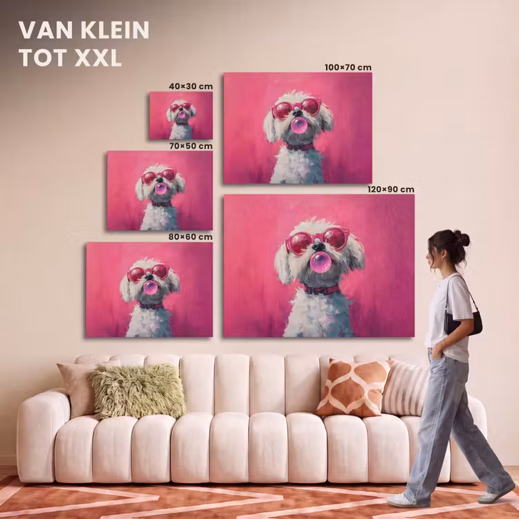 Akoestisch schilderij - Pink - Hond - Bubbel — 7