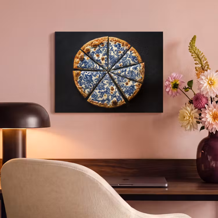 Akoestisch schilderij - Pizza - Eten - Delftsblauw — 6