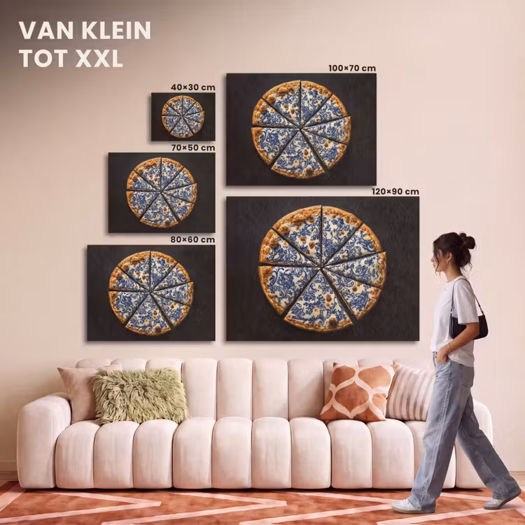 Akoestisch schilderij - Pizza - Eten - Delftsblauw — 7