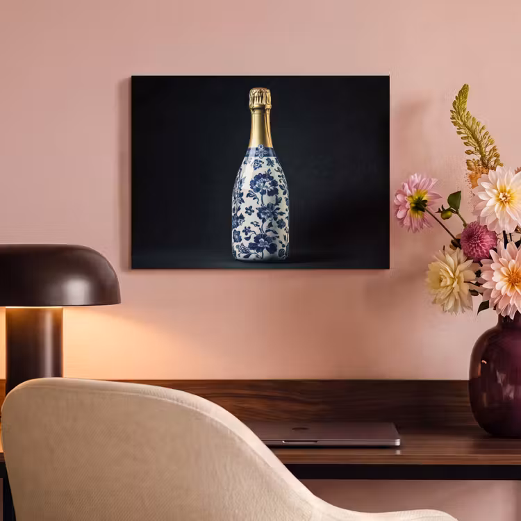 Akoestisch schilderij - Champagne - Bloemen - Goud - Chique — 6