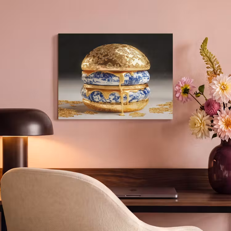 Akoestisch schilderij - Delftsblauw - Goud - Burger — 6