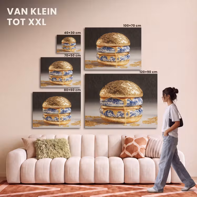 Akoestisch schilderij - Delftsblauw - Goud - Burger — 7