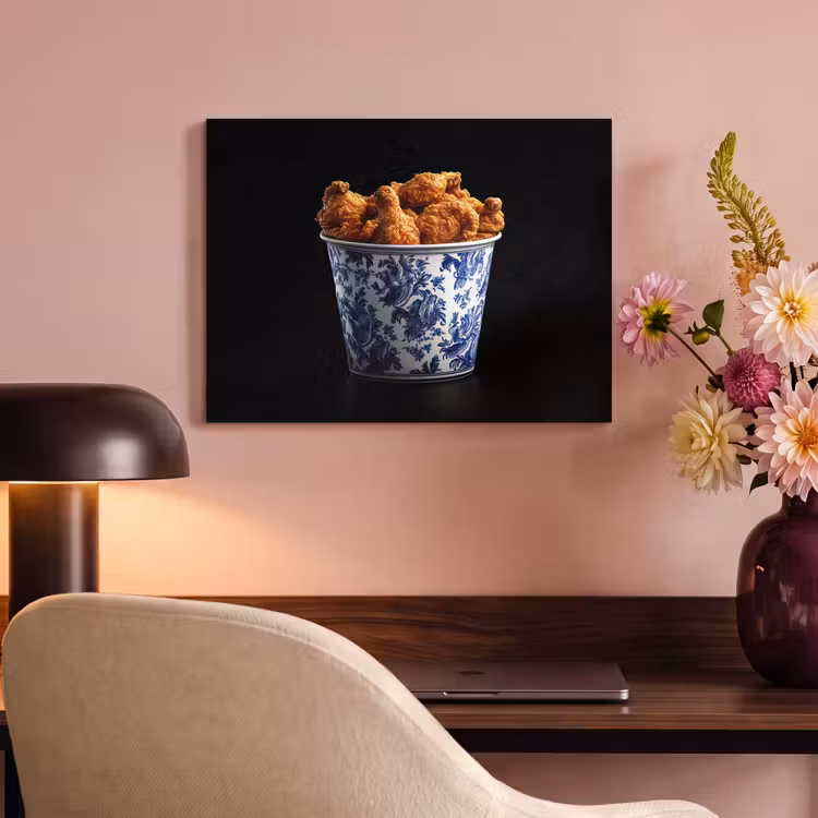 Akoestisch schilderij - Kip - Bucket - Delfts blauw - Lekker — 6