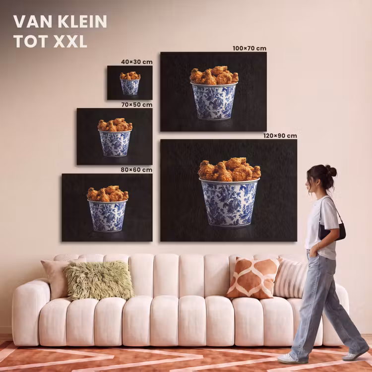 Akoestisch schilderij - Kip - Bucket - Delfts blauw - Lekker — 7
