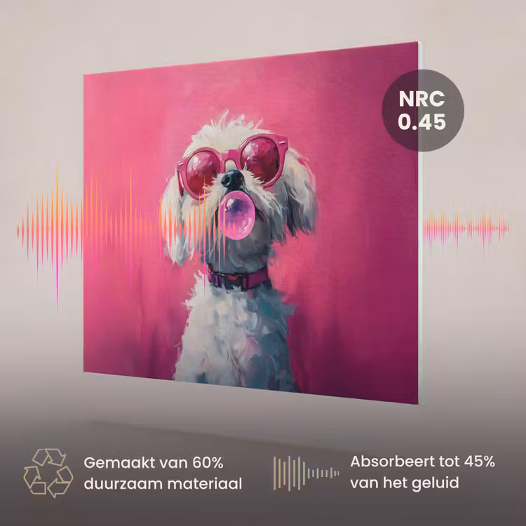 Akoestisch schilderij - Pink - Hond - Bubbel — 3