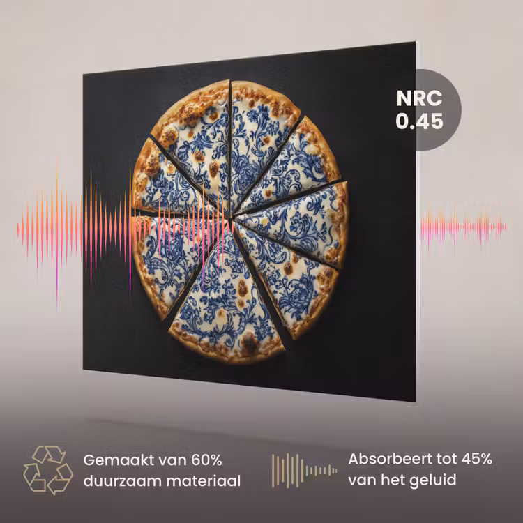 Akoestisch schilderij - Pizza - Eten - Delftsblauw — 3