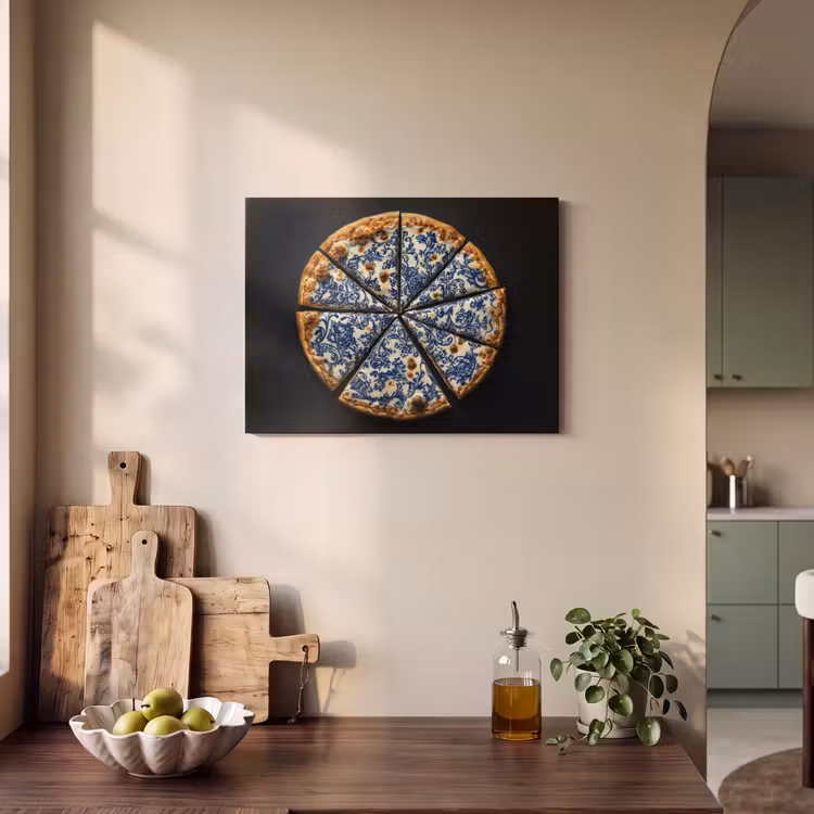 Akoestisch schilderij - Pizza - Eten - Delftsblauw — 4