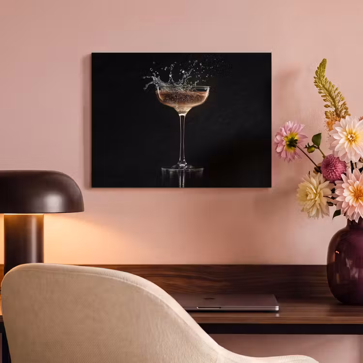 Akoestisch schilderij - Cocktail - Zwart - Spetters - Glas — 6